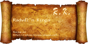 Radván Kinga névjegykártya